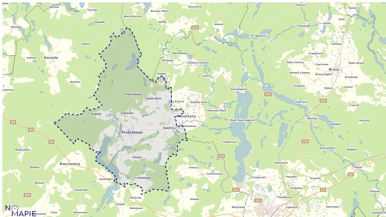 Mapa obszarów ochrony przyrody Przechlewa